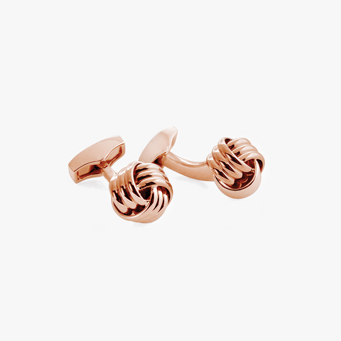 Cable Knot Cufflinks In Rose Gold Plated