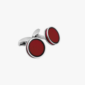 Palladium Plated Tablet Ice Cufflinks With Red Enamel
