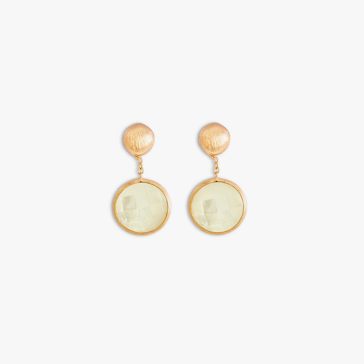 14K satin rose gold Kensington drop earrings with white mother of pearl