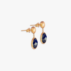 14K satin rose gold Kensington drop earrings with sapphire