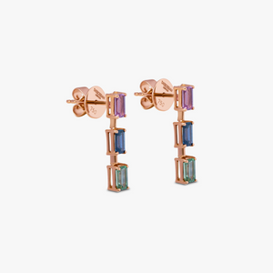 Multi Colour Arcobaleno Sapphire Earrings- 18 Karat Gold