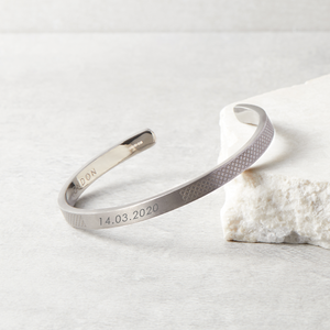 Classic Bangle In Rhodium Plated Silver- Engravable