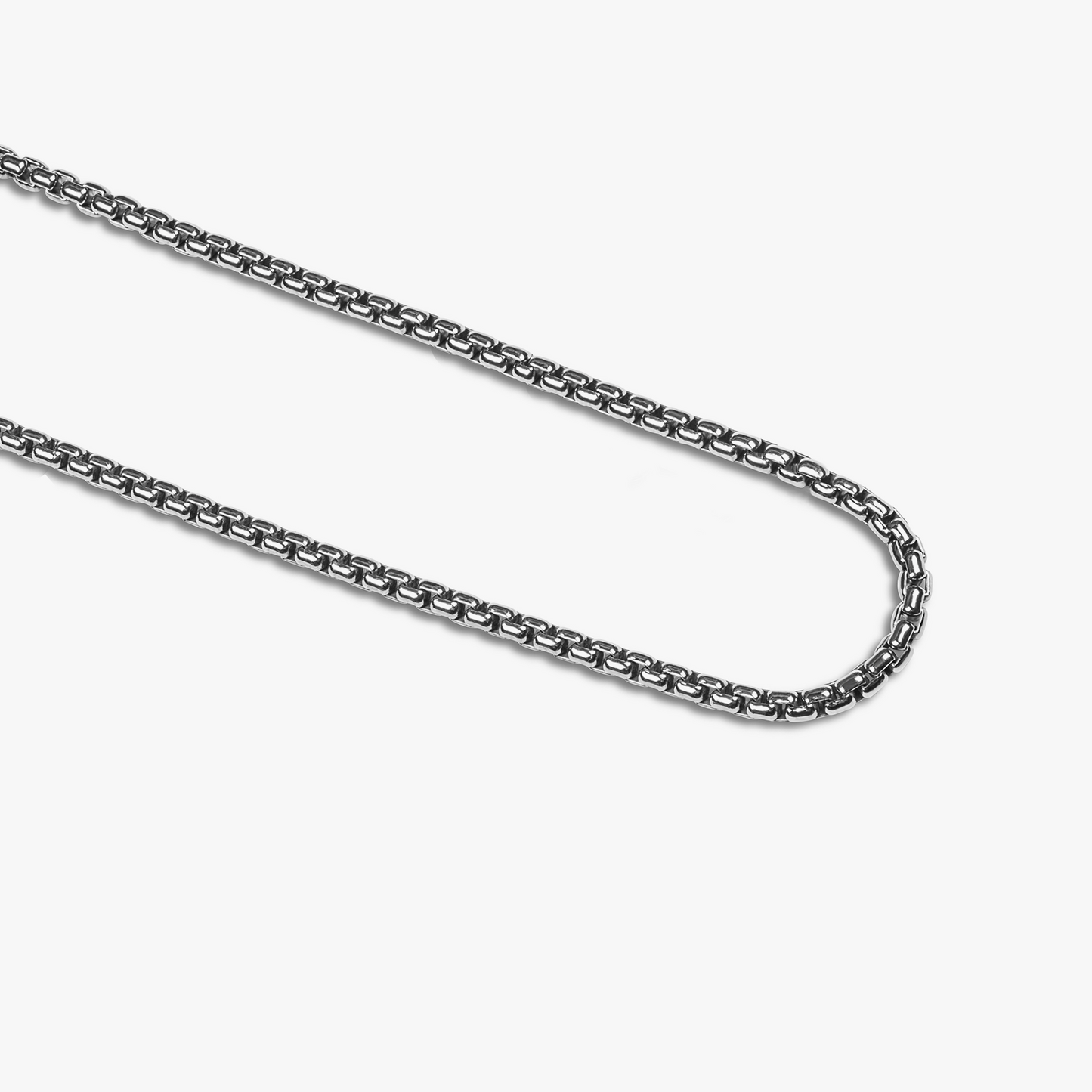 Classic Box Chain Necklace In Black Rhodium Silver 4MM - Eco-Friendly