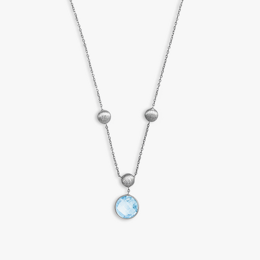 9k Satin white gold chain necklace with topaz (UK) 1