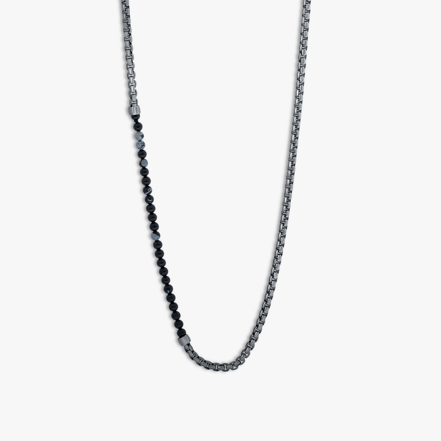 Sennit Catena Beaded Necklace In Black Ruthenium Silver