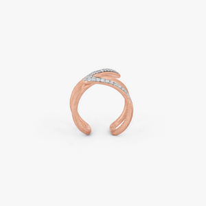 ZAHA HADID DESIGN Apex ring in rose gold plated sterling silver with white diamonds