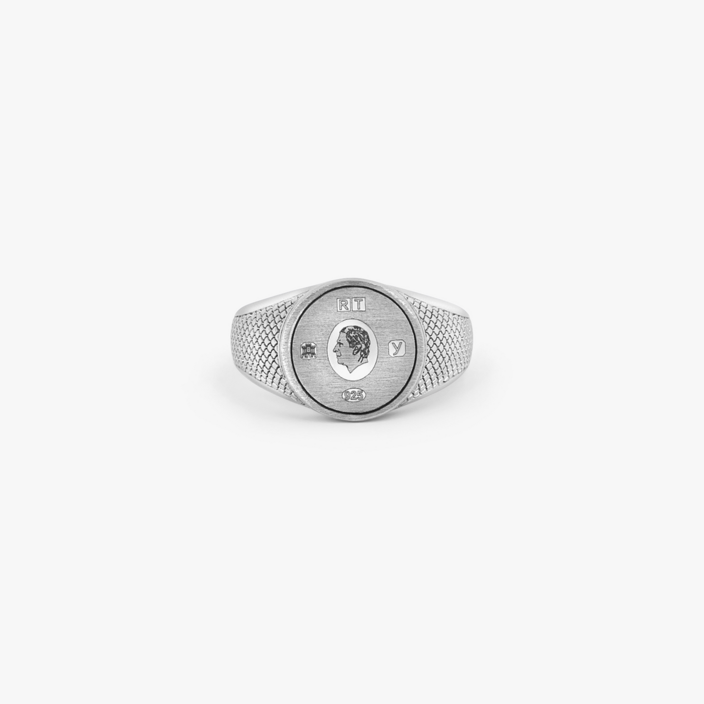 Engravable Regalia Signet Ring In Rhodium Silver