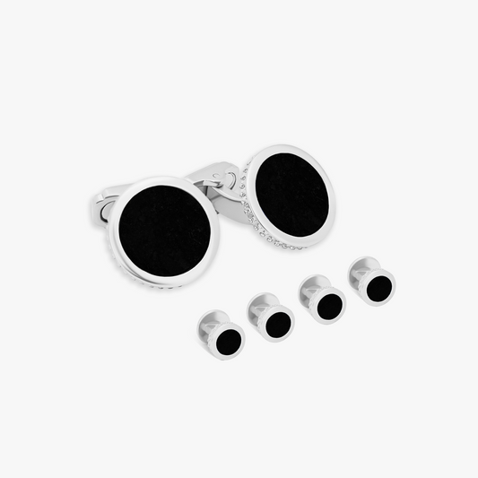 Thompson Black White Bronze Plated Shirt Studs                                                                                                       